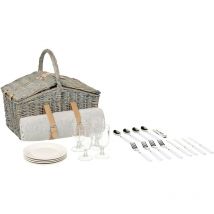 Beliani - Panier Pique-Nique 4 Personnes avec Sac Isotherme Verres à Vin Couverture Canele