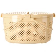 Panier pique-nique fermé - ovale, beige, PRODUIT POLONAIS