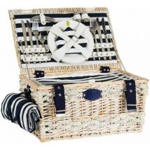 Les Jardins De La Comtesse - Cesta de picnic marina para 4 personas, completa con compartimento isotérmico - Dimensiones: 45x31x24cm