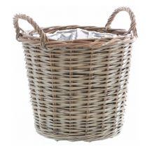 Spetebo - Panier à plantes avec anse - osier / gris - Taille : 30 cm (petit)