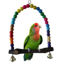 Balançoire pour oiseaux, multicolore 14 x 14 cm en bois pour oiseaux, balançoires pour perruches, balançoires pour perroquets, perruches, balançoires