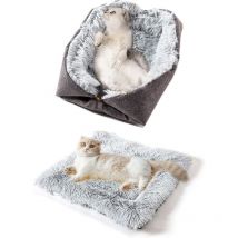 Panier pour Chat Coussin Panière Coussin Lit Apaisant Comfy pour Chien Cat Hiver Peluche Grand pour Animal Domestique Chiot Chaton Minou Double Usage