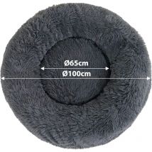 AIDUCHO Panier Pour Chien 100cm Chau Peluche Lit Pour Chat Anti Dérapant Lavable Rond En Moelleux Coussin Anti Stress Lit Pour Chiens Et Chats (Gris