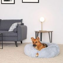 Aiducho - Panier Pour Chien 80cm Chau Peluche Lit Pour Chat Anti Dérapant Lavable Rond En Moelleux Coussin Anti Stress Lit Pour Chiens Et Chats (Gris
