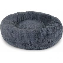 Aiducho - Panier Pour Chien 80cm Chau Peluche Lit Pour Chat Anti Dérapant Lavable Rond En Moelleux Coussin Anti Stress Lit Pour Chiens Et Chats (Gris