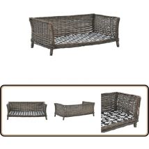Panier pour chiens avec coussin Gris 90x54x35 cm Saule naturel - Panier Pour Chien - Panier Chien - Couchage Chien - Lit Chien - Maison Chien