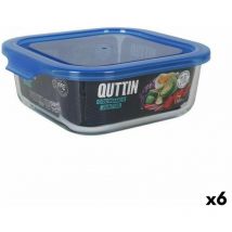 Quttin - Boîte à lunch carrée avec couvercle bleu 1,1 l (6 pièces)