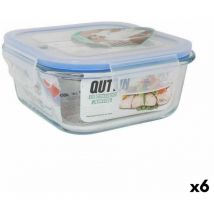 Quttin - Boîte à lunch carrée avec couvercle transparent 750 ml 16 x 16 x 7 cm (6 pièces)