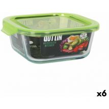 Quttin - Boîte à lunch carrée avec couvercle vert 750 ml (6 pièces)