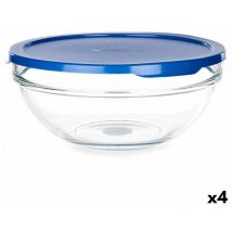 Pasabahce - Boîte à lunch ronde avec couvercle chefs bleu 1,7 l 20,5 x 9 x 20,5 cm (4 pièces)