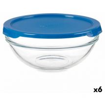 Pasabahce - Boîte à lunch ronde avec couvercle chefs bleu 595 ml 14 x 6,3 x 14 cm (6 pièces)