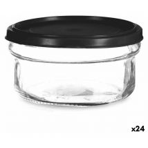 Vivalto - Boîte à lunch ronde avec couvercle en plastique verre transparent noir 12 x 6 x 12 cm 415 ml