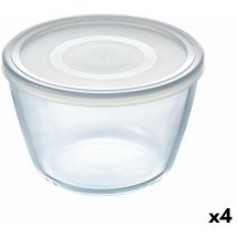 Boîte à lunch ronde avec couvercle Pyrex cook & freeze 1,6 l 17 x 17 x 12 cm verre silicone transparent (4 pièces)