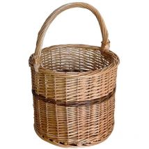 Okaffarefatto - Panier rond en osier Sara avec anse diamètre 27 x h 26 cm