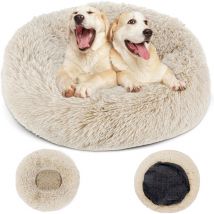 Magicfox - Panier Rond pour Chiens Ø80cm, Coussin Doux Antidérapant Donut pour Chats, Lit Apaisant en Peluche avec Housse Amovible et Lavable