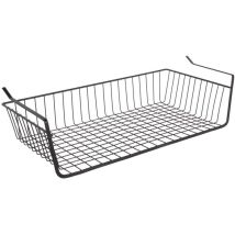 Panier suspendu en métal filaire noir – 56 cm – Hauteur 14 cm, Profondeur 26 cm, Poids 0,83 kg – IDEBOX