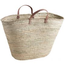 Panier xxl en palmier et cuir 70cm