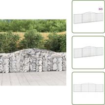 Paniers à gabions arqués 25 pcs 400x30x100/120 cm Fer galvanisé - Panier Gabion - Gabion - Murs De Gabion - Clôture Gabion - Décoration Jardin