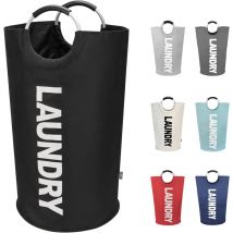 Jalleria - Paniers à linge pliables de grande taille 90 l, sacs à linge pliables, sac à vêtements (noir, l) jetable