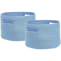 Beliani - Lot de 2 Paniers en Coton Bleu Rond 30 cm Corbeille à Linge pour Intérieur Chiniot