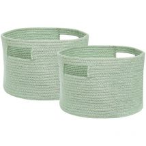 Beliani - Lot de 2 Paniers en Coton Vert Rond 30 cm Corbeille à Linge pour Intérieur Chiniot