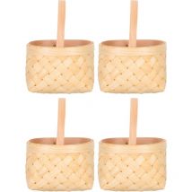 Paniers cadeaux 4 pièces Petit panier en bois Panier décoratif en copeaux de bois avec poignées Paniers cadeaux