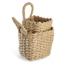 Paniers de rangement avec poignée, galon en papier, 2 pièces
