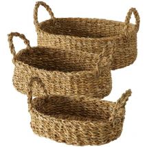 Paniers de rangement avec poignées sophy, tressés à la main, lot de 3