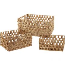 Paniers de rangement en osier de mer, rectangulaires, lot de 3