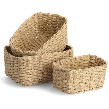 Paniers de rangement en papier tressé, 3 pièces