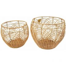 Set de 2 corbeilles tressés en rotin et métal
