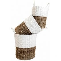 Intempora - Lot de 3 Paniers bicolores en jonc et papier tressés