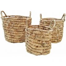 Set de 3 paniers tressés en jacinthe d'eau