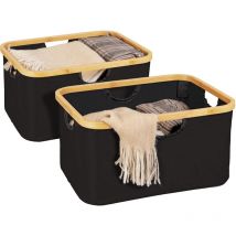 Panier Wenko Ecori noir 2er Set bambou pliable 40 x 21 cm panier de rangement pliable panier en bambou panier de rangement noir panier en polyester