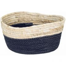 Panière en jonc de mer - noir et naturel