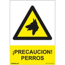 Normaluz - Panneau Danger Precaucion Perros pvc - Panneau Jaune 21 x 30 cm - Lumière Normale
