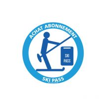 Panneau achat abonnement de ski pass (H0377) - Adhésif - Diamètre 450 mm