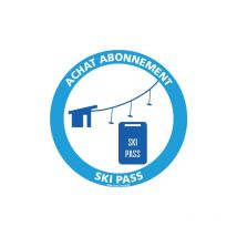 Panneau achat d'abonnement de ski pass (H0376) - Adhésif - Diamètre 250 mm