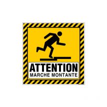 Signaletique.biz France - panneau attention marche montante (C1497) - Plastique pvc 1,5 mm - 125 x 125 mm