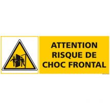 Signaletique.biz France - panneau attention risque de choc frontal (C1268) - Aluminium 2 mm - 980 x 350 mm
