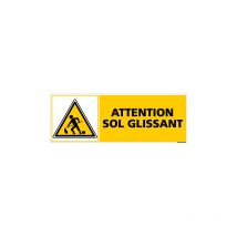 Panneau ATTENTION SOL GLISSANT (C0305) - Adhésif - 210 x 75 mm