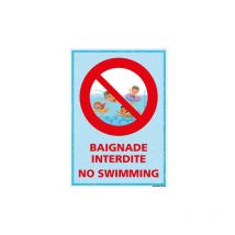 Panneau baignade interdite anglais / francais (H0486) - Adhésif - 75 x 105 mm