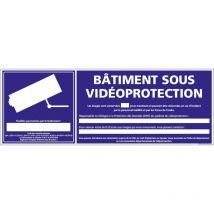 Panneau batiment sous video protection (G1069) - Plastique pvc 1,5 mm - 350 x 125 mm