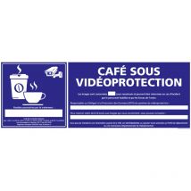 Panneau cafe sous video protection (G1393) - Plastique pvc 1,5 mm - 980 x 350 mm