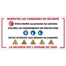 Panneau Chantier 'Respectez les consignes de sécurité' (W0032). à l'unité . - à l'unité