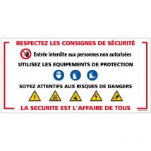 Signaletique.biz France - Panneau Chantier 'Respectez les consignes de sécurité' (W0032). Lot de 10 . - Lot de 10