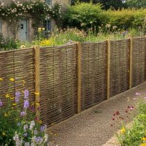 Clôture bois en noisetier tressé - 100% Naturel - Poteaux non inclus - Hauteur 180 x Largeur 120 cm