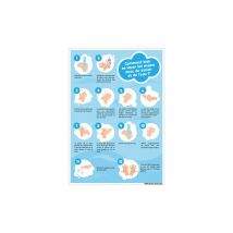 Panneau comment bien se laver les mains avec du savon et de l'eau (G1503) - Plastique pvc 1,5 mm - 150 x 210 mm