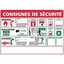 Panneau Consignes de Sécurité. Affichage Obligatoire Consignes Sécurité. Autocollant, panneau pvc, Alu Affichage Sécurité Évacuation - Aluminium 2 mm