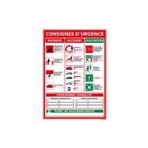 Panneau consignes generales en cas d'urgence (A0308) - Plastique pvc 1,5 mm - 210 x 300 mm